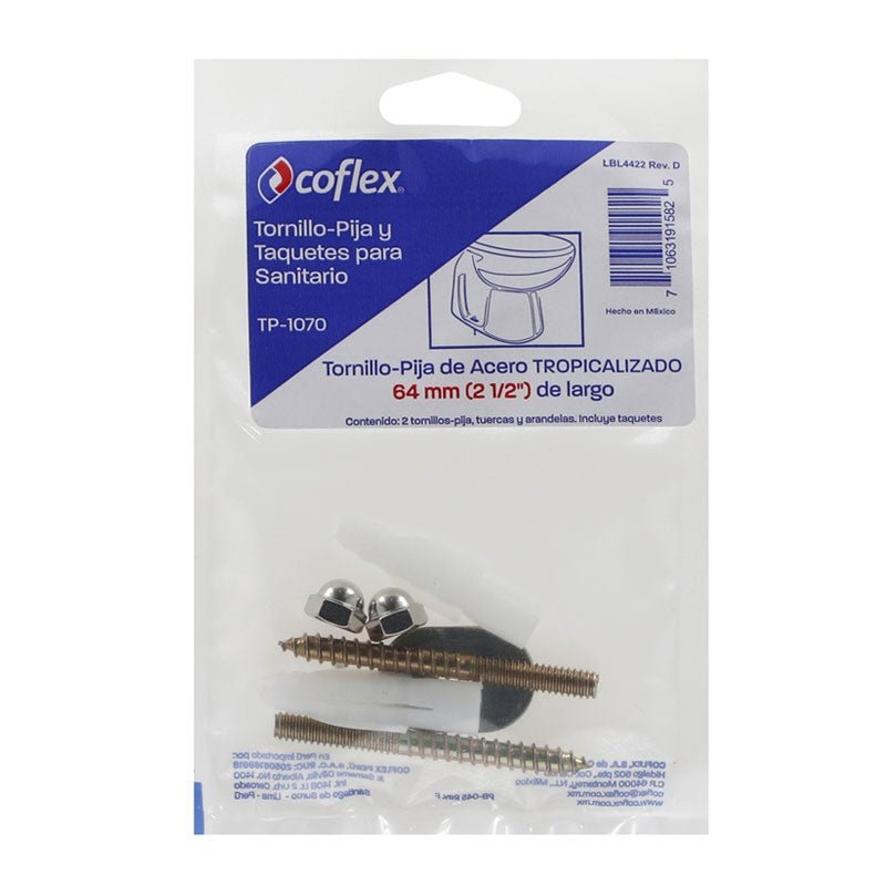Tornillos Pija Y Taquetes Para Sanitario De Acero Tropicalizado Tp1070 Coflex - Tool Ferreterías / Ferretodo - Herramientas y material de construcción.