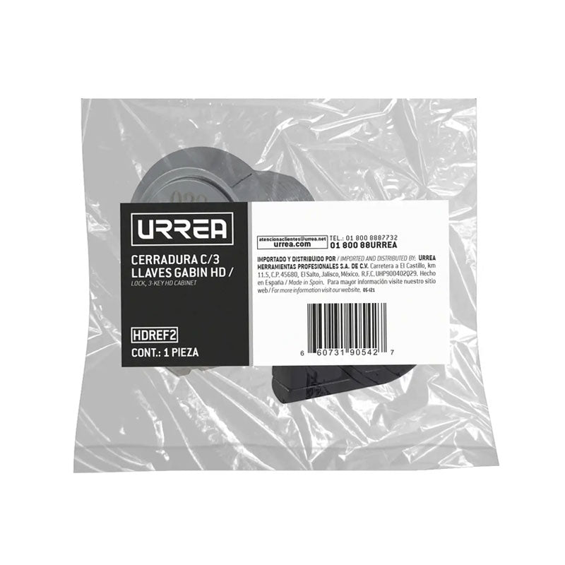 Hdref2 cerradura con 3 llaves p/gabinete hd urrea