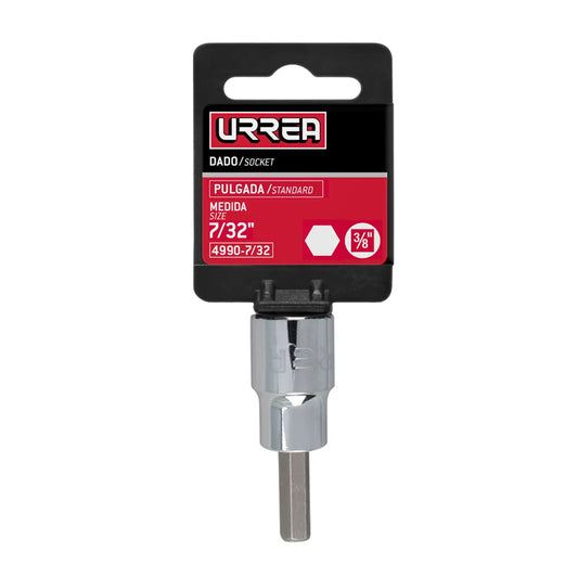 Dado con punta hexagonal cuadro de 3/8", en pulgadas, 7/32", 4990-7/32 Urrea