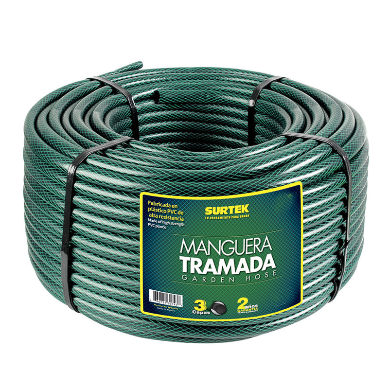 Manguera tramada verde de 1/2?, rollo de 100 m, M12T100 Surtek