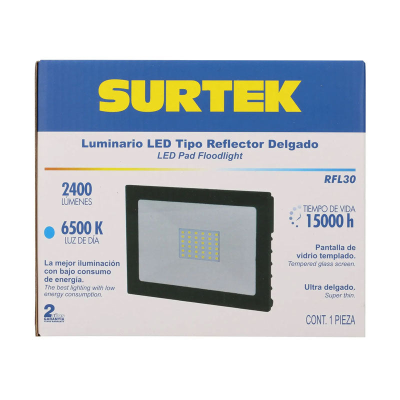 Rfl30 reflector led delgado 30w surtek