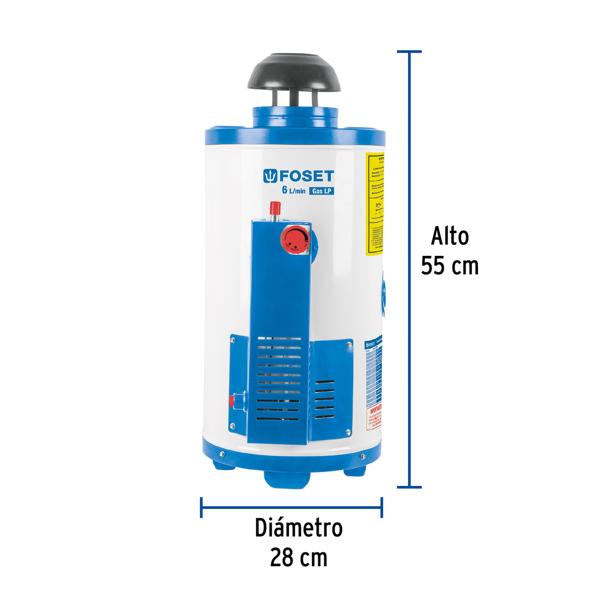 Calentador de paso de 6 litros de 1 servicio, gas L.P., FOSET, 47921