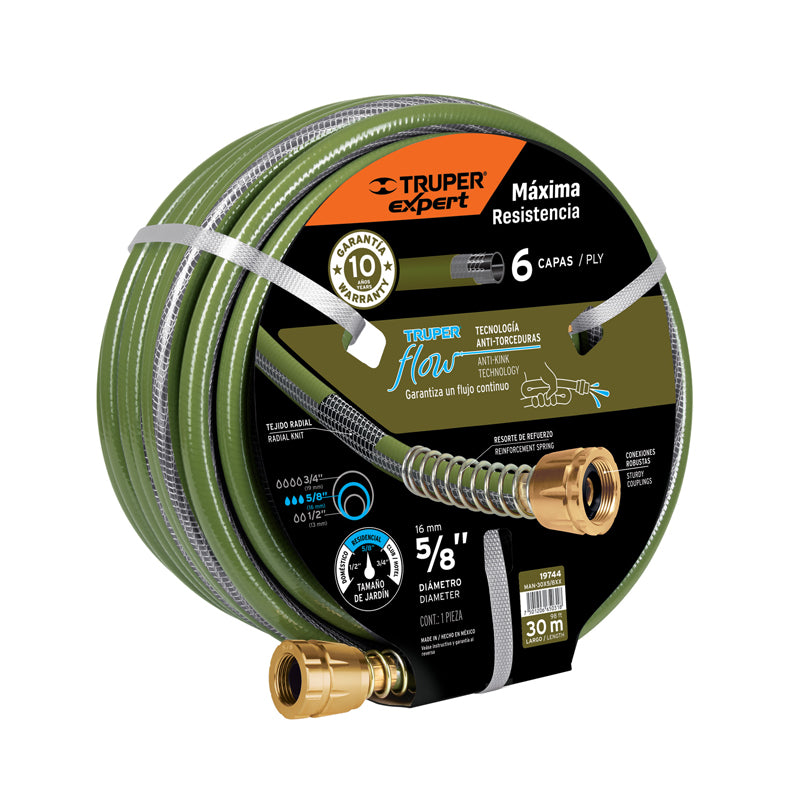 Manguera 5/8" 6 capas 30m, 19744, Truper