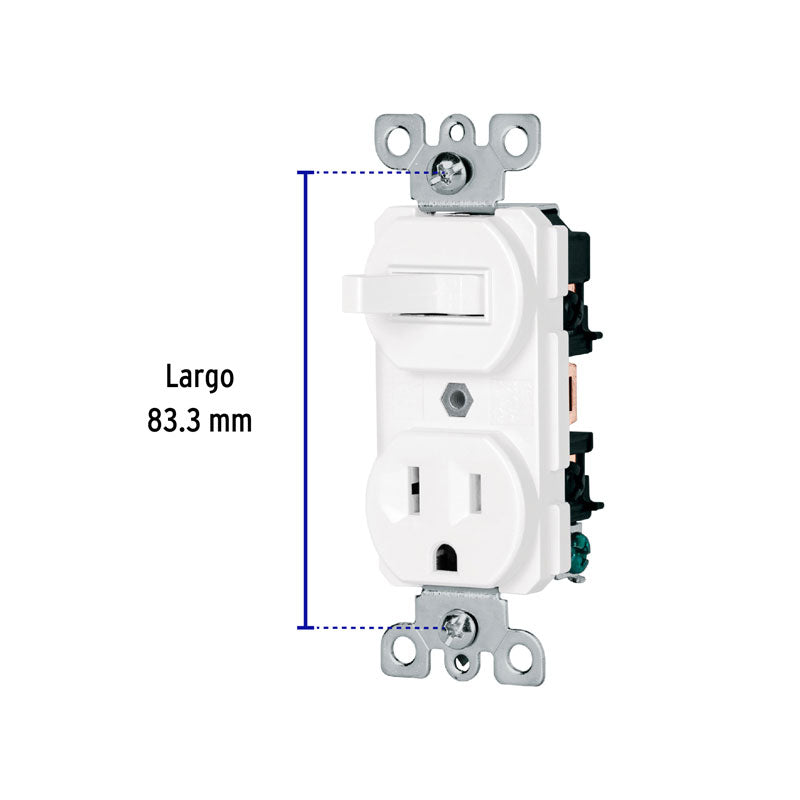 Interruptor de palanca con contacto, línea Standard, color blanco, 46001 Volteck COAP S