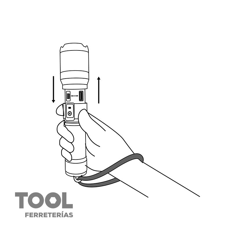 Linterna recargable de aluminio de 500 lm, TRUPER, LIXR-2AA, 16777