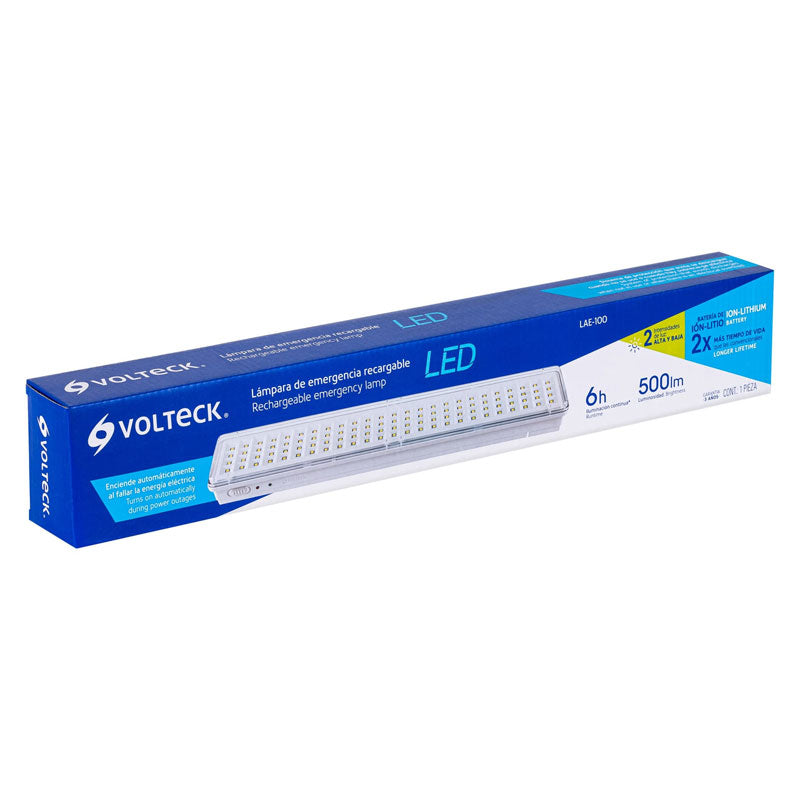 Lámpara de emergencia de 100 Leds de 500 lm, recargable, 43009 Volteck LAE 100