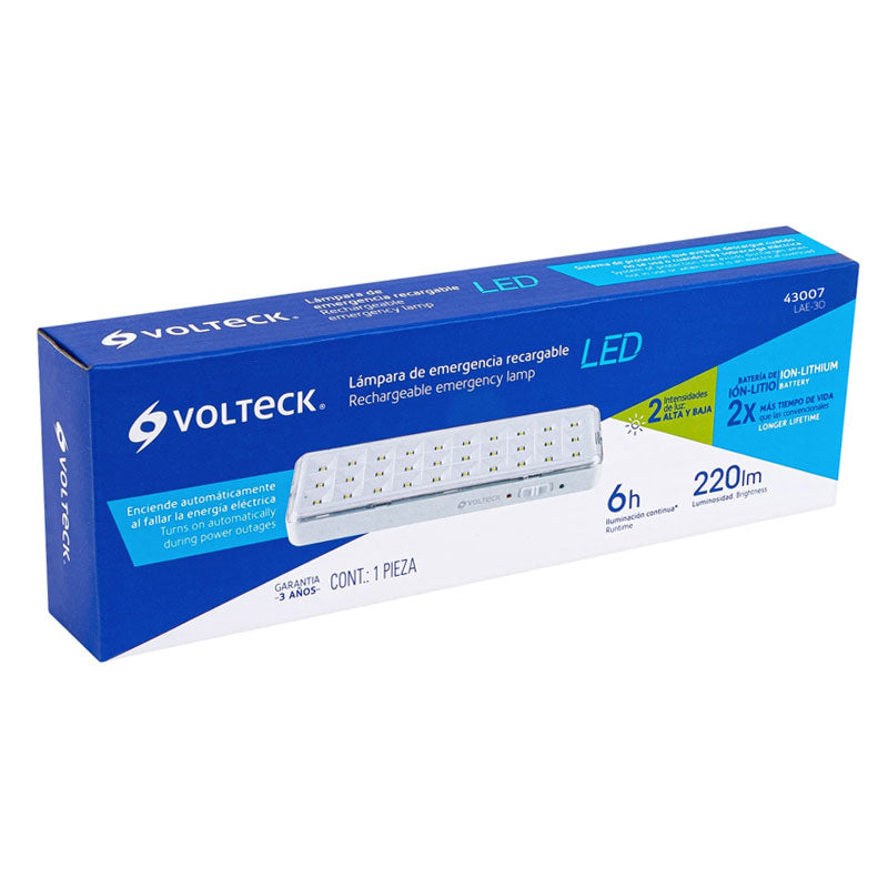 Lámpara de emergencia de 30 Leds de 220 lm, recargable, 43007 Volteck LAE 30