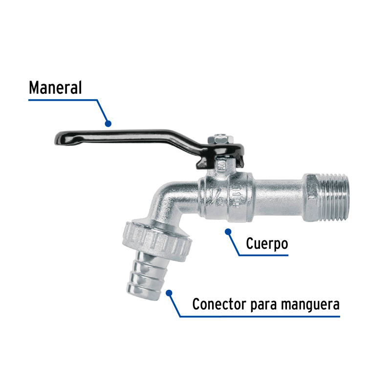 Llave de esfera de zinc con entrada de 1/2", 49079 Foset Basic LLE 110Z