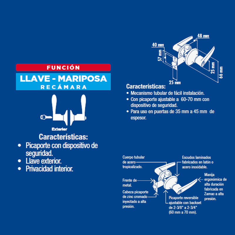 Manija Yale Cambridge Recamara/Entrada Cromo Mate Mx80507