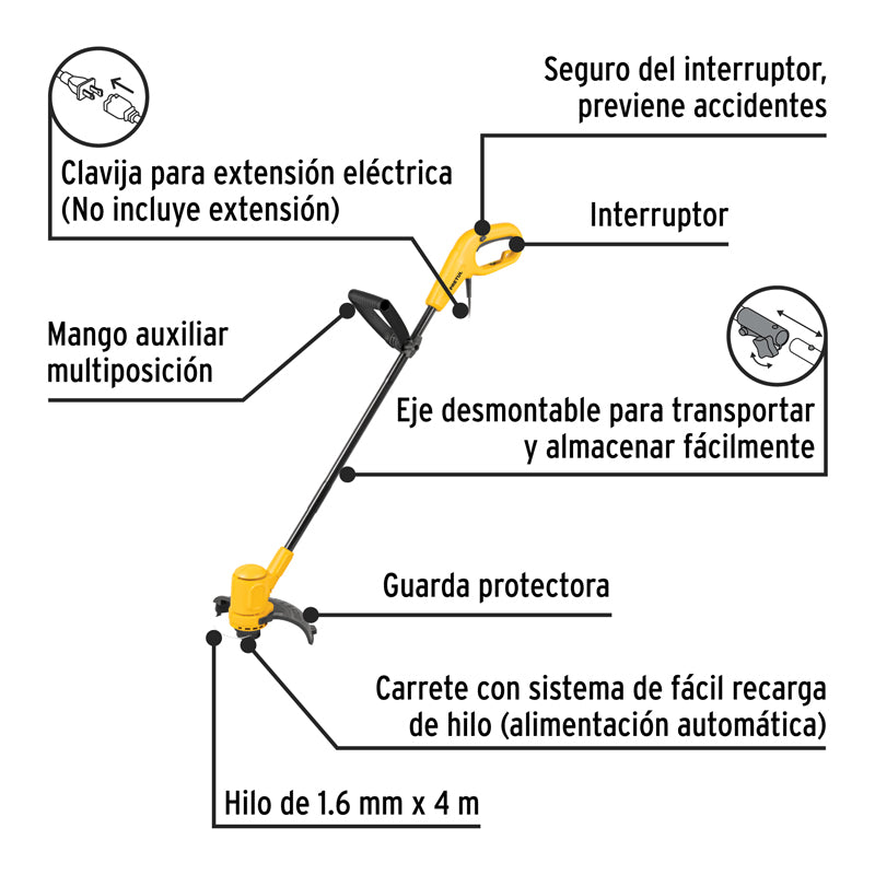 Desbrozadora eléctrica de 9", 300 W, mango "D", 29951 Pretul DES-300P3