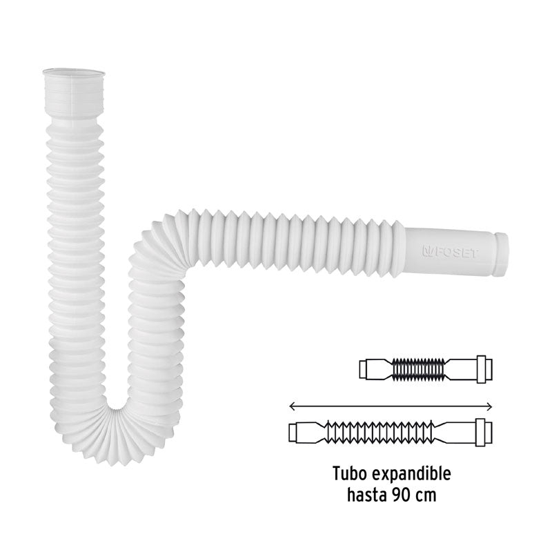 Céspol flexible, polietileno blanco, para lavabo y fregadero, 49509 Foset CE 232