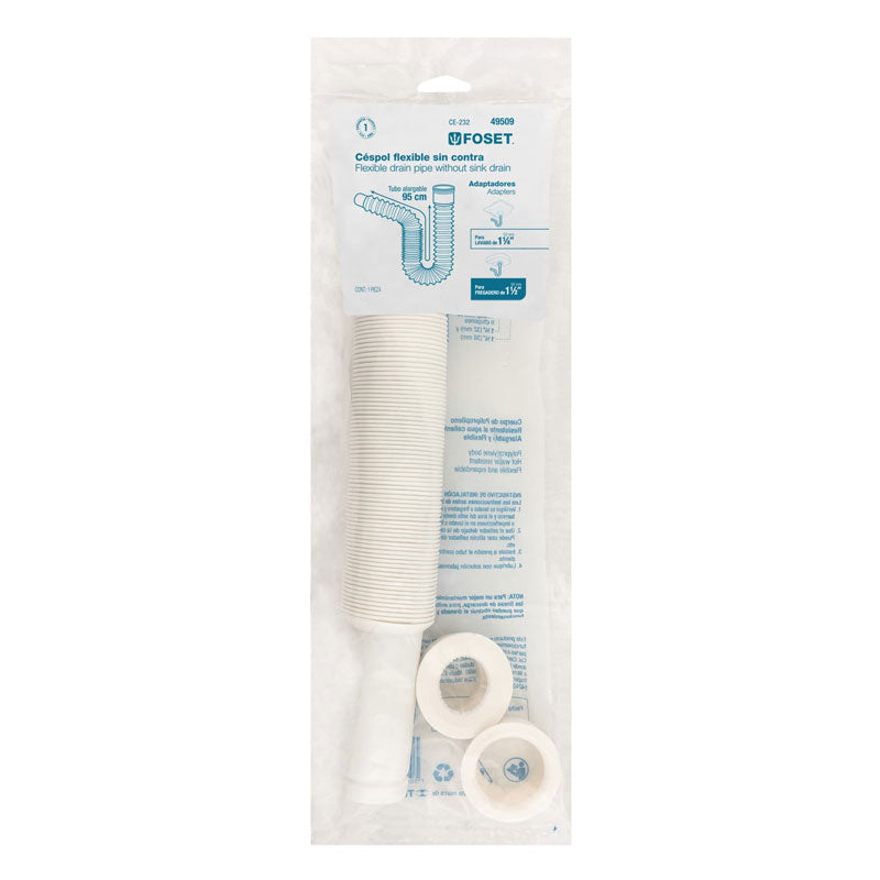 Céspol flexible, polietileno blanco, para lavabo y fregadero, 49509 Foset CE 232