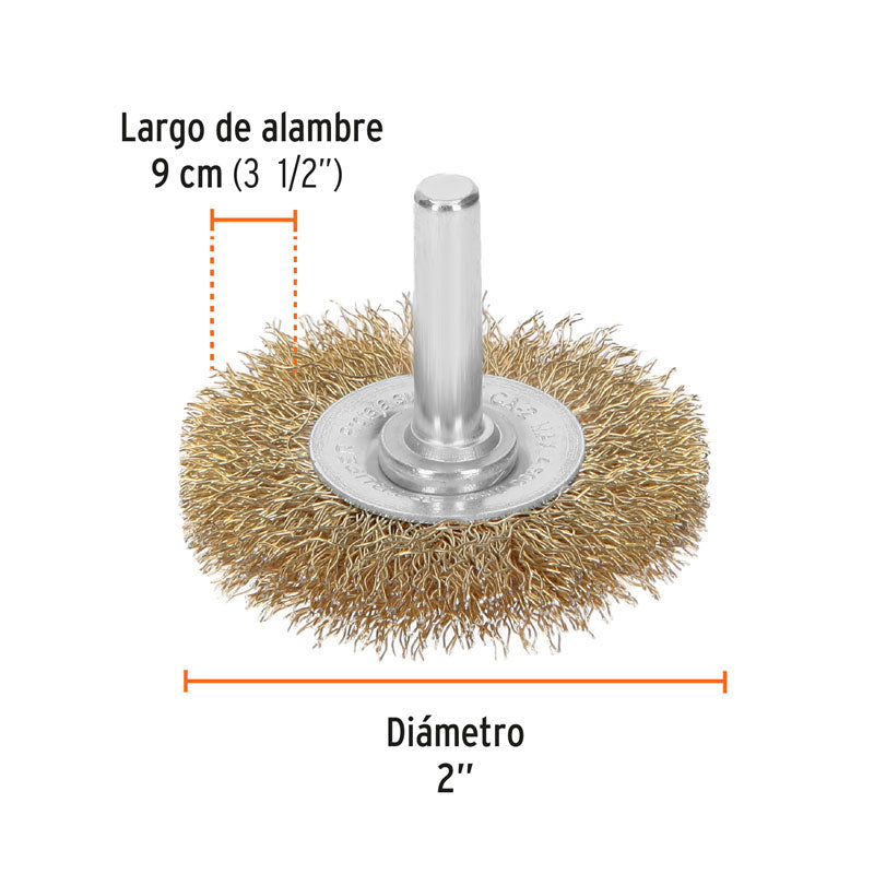 Carda circular de 2" alambre grueso para taladro, 11569 Truper CA 2