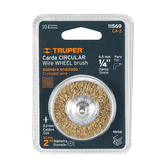 Carda circular de 2" alambre grueso para taladro, 11569 Truper CA 2