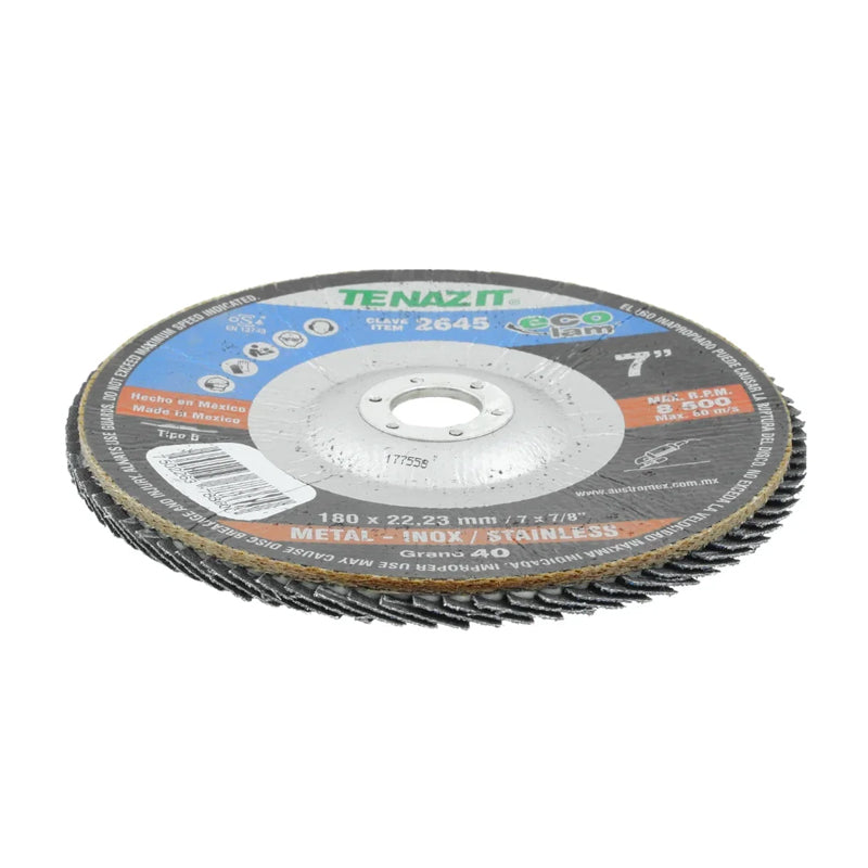 Disco laminado para desbaste de 7" x 7/8", grano 40, 2645 Tenazit
