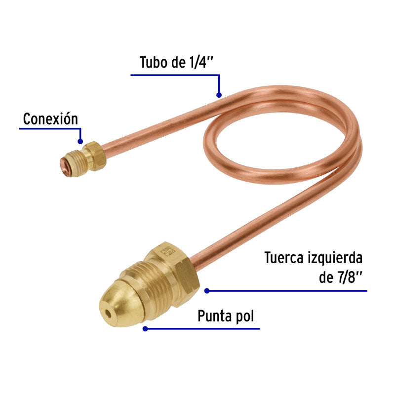 Pigtail con tuerca izquierda, punta pol, 50 cm, 49964 Foset PIPO50