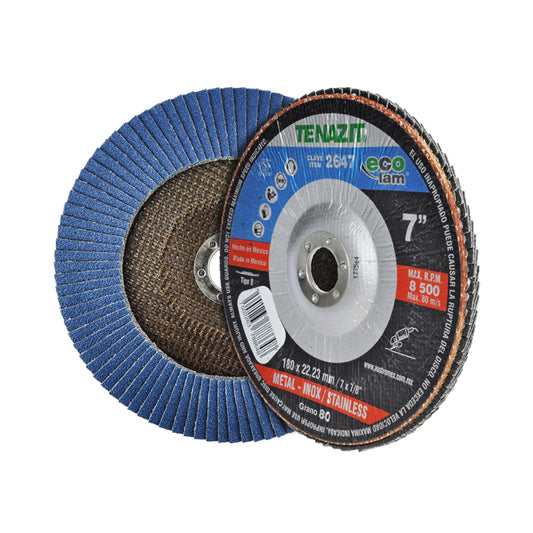 Disco laminado para desbaste de 7" x 7/8", grano 80, 2647 Tenazit