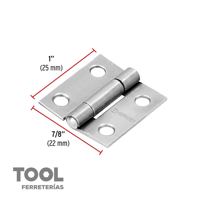 Bisagra rectangular de 1" x 7/8", HERMEX, BR100, 43185