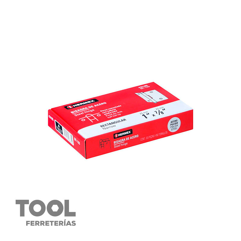 Bisagra rectangular de 1" x 7/8", HERMEX, BR100, 43185
