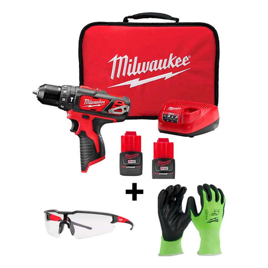 Rotomartillo de 3/8" M12 + lentes de seguridad + guantes de corte, P423 2408 Milwaukee