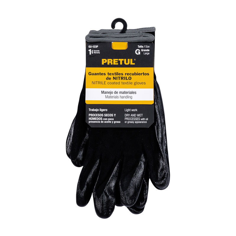 Guantes de nylon recubiertos de nitrilo, talla grande, 20028 Pretul GU123P