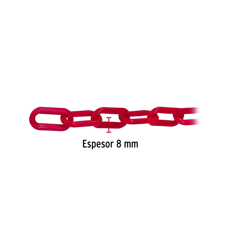 Cadena de 8 mm x 25 m de plástico roja, 44186 Fiero CAPL 8R