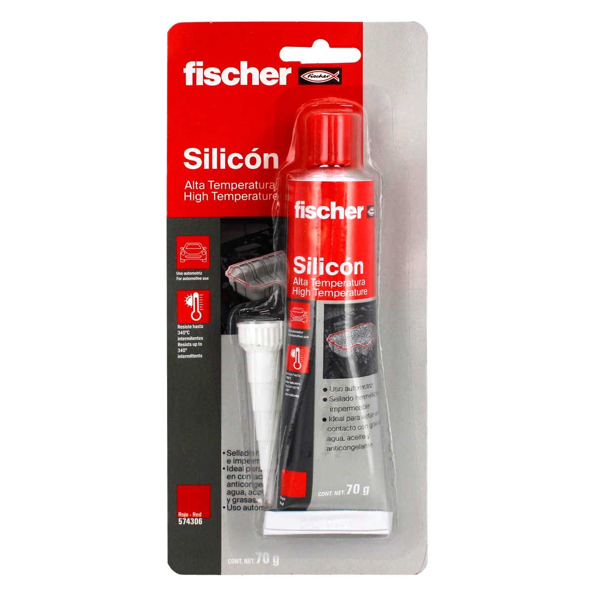 Silicón rojo alta temperatura 70 gr 574306 Fischer