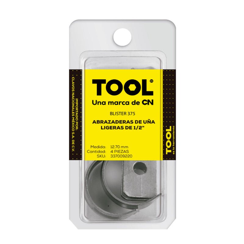 Blíster 375 Abrazadera Tipo Una 1/2" Ligera Con 4Piezas - Tool Ferreterías / Ferretodo - Herramientas y material de construcción.