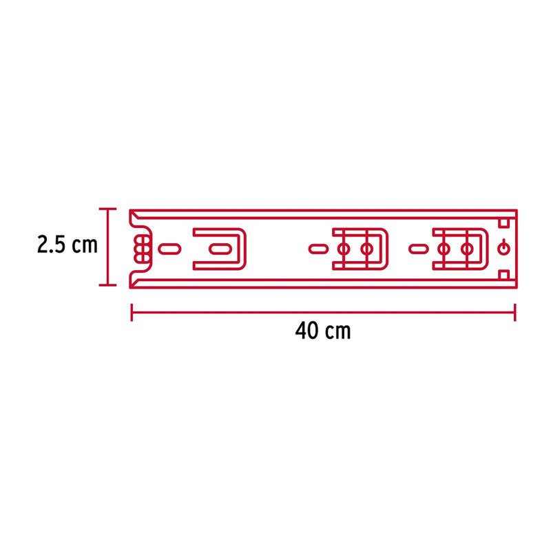 Bolsa Con 2 Correderas Extensión 40 Cm P/Cajón, Ancho 2.5 Cm - Tool Ferreterías / Ferretodo - Herramientas y material de construcción.