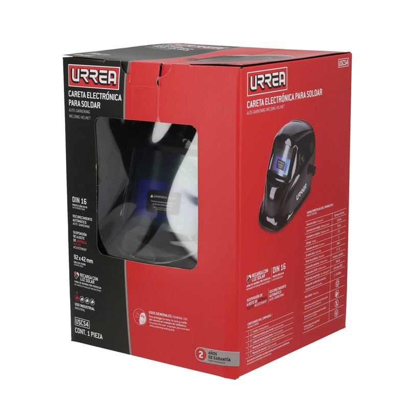Careta eléctronica para soldar, visión 92 x 42, USCS4 Urrea - Tool Ferreterías / Ferretodo - Herramientas y material de construcción.