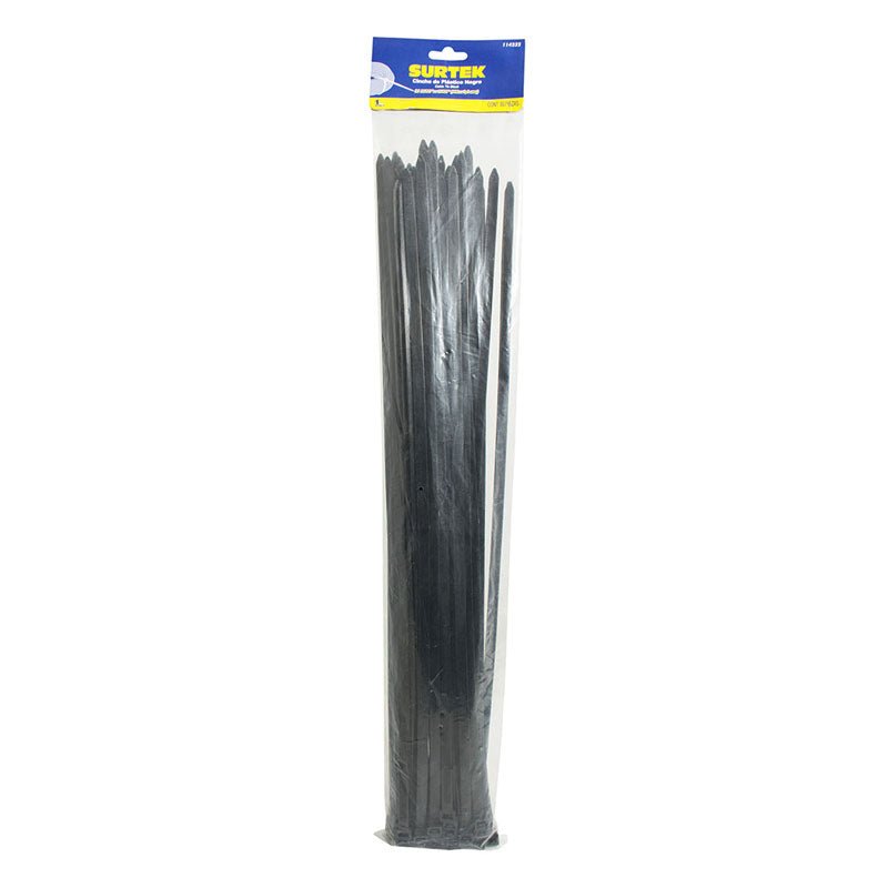 Cincho de plástico negro de 300 x 4.6 mm, 50 piezas, 114213 Surtek - Tool Ferreterías / Ferretodo - Herramientas y material de construcción.