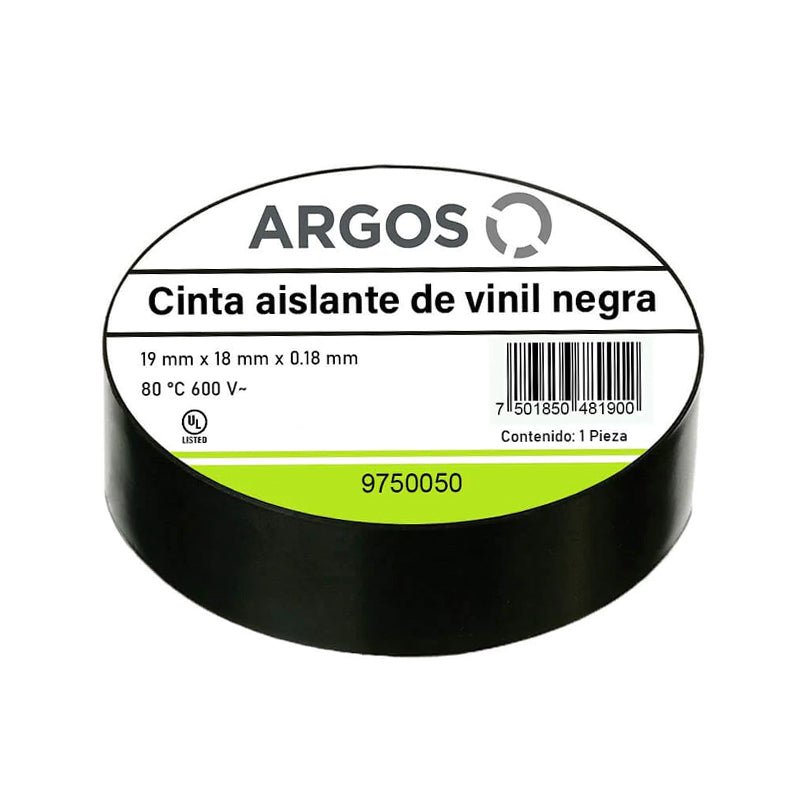 Cinta Aislante De Vinil Negra De 19 Mm X 18 M 9750050, Argos - Tool Ferreterías / Ferretodo - Herramientas y material de construcción.