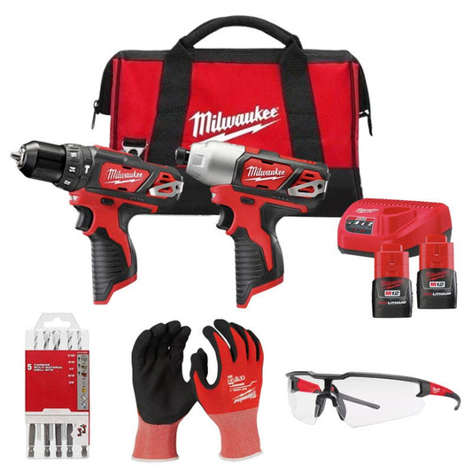 Combo M12 + brocas de carburo + guantes anticorte + lentes de seguridad, P323 2497 Milwaukee - Tool Ferreterías / Ferretodo - Herramientas y material de construcción.