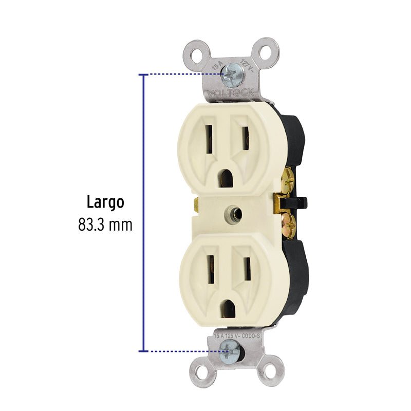 Contacto Dúplex, 2 Polos 3 Hilos, Standard, Marfil 46102 Volteck Codos - Tool Ferreterías / Ferretodo - Herramientas y material de construcción.