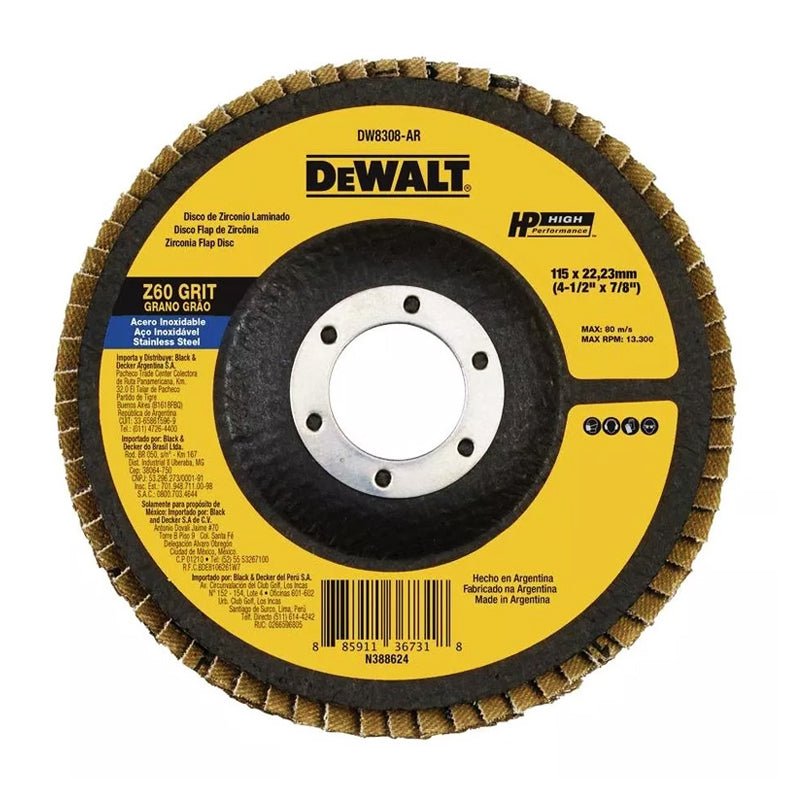 Disco De Zirconio Laminado De 4 1/2" Dewalt Dw8308Ar - Tool Ferreterías / Ferretodo - Herramientas y material de construcción.