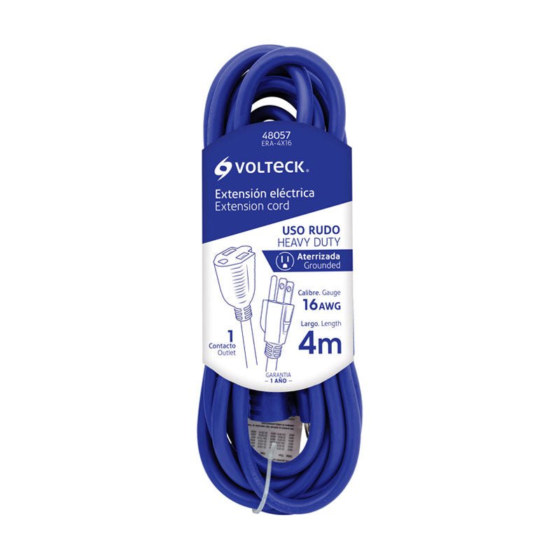 Extensión De Uso Rudo Aterrizada 4 M 3X16 Awg, Volteck - Tool Ferreterías / Ferretodo - Herramientas y material de construcción.