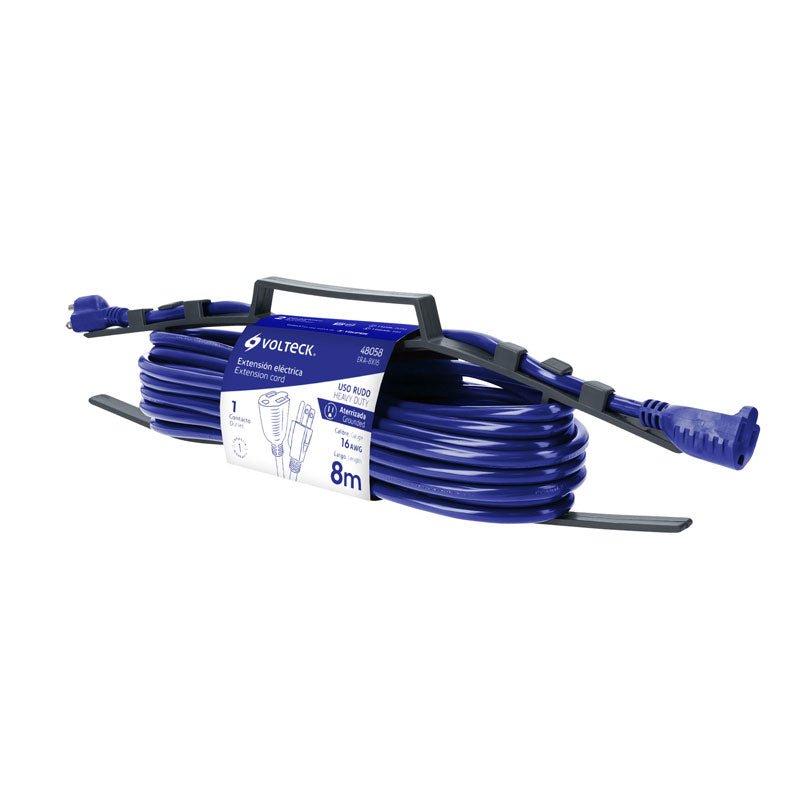 Extensión De Uso Rudo Aterrizada 8 M 3X16 Awg, Volteck - Tool Ferreterías / Ferretodo - Herramientas y material de construcción.