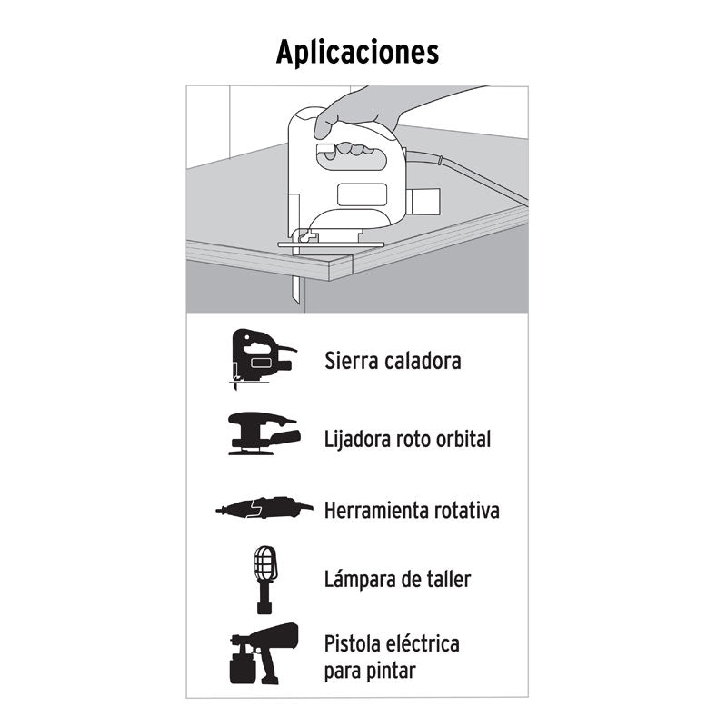 Extensión Eléctrica De Uso Rudo 2 M 2X16 Awg, Volteck - Tool Ferreterías / Ferretodo - Herramientas y material de construcción.