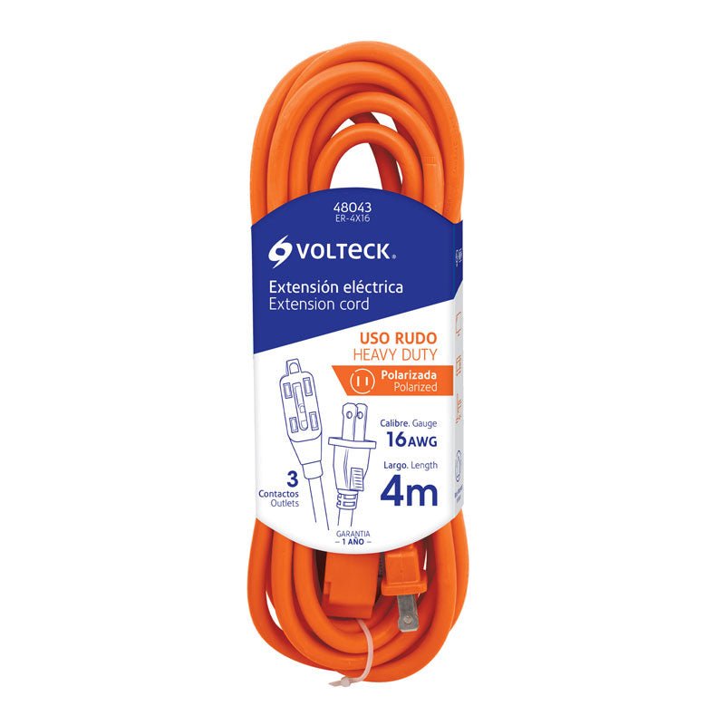 Extensión Eléctrica De Uso Rudo 4 M 2X16 Awg, Volteck - Tool Ferreterías / Ferretodo - Herramientas y material de construcción.