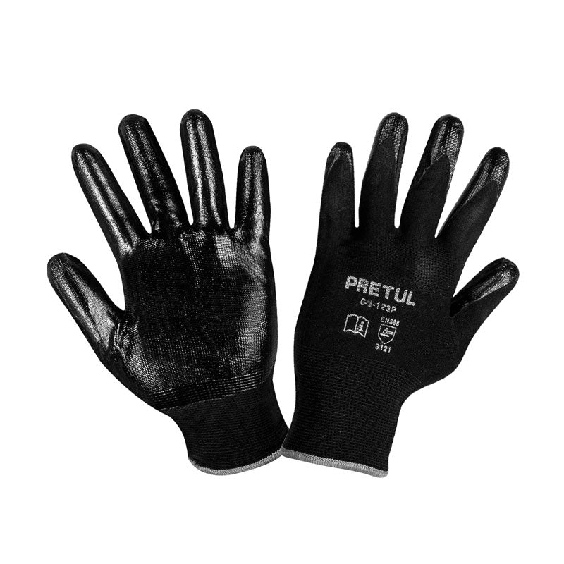 Guantes de nylon recubiertos de nitrilo, talla grande, 20028 Pretul GU123P - Tool Ferreterías / Ferretodo - Herramientas y material de construcción.