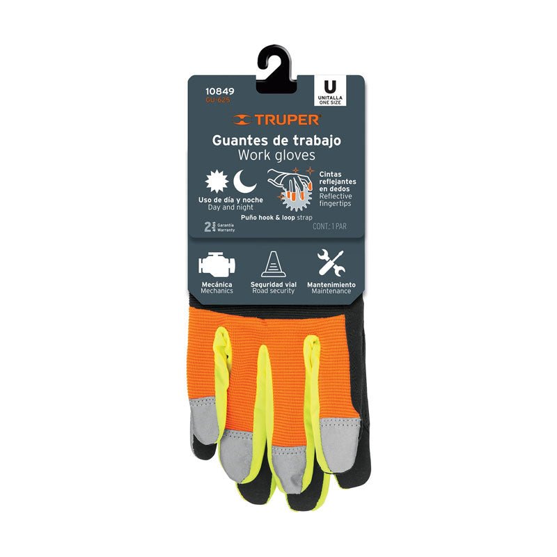 Guantes para mecánico, alta visibilidad, 10849 Truper GU625 - Tool Ferreterías / Ferretodo - Herramientas y material de construcción.