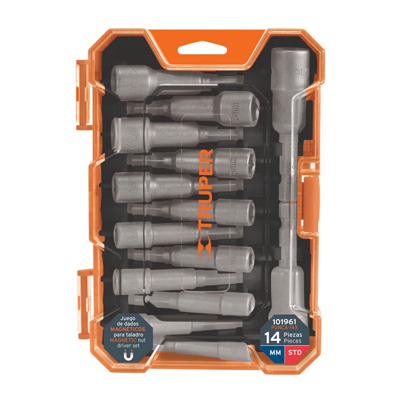 Juego de 14 dados magnéticos para taladro, 101961 Truper PUNCA 14X - Tool Ferreterías / Ferretodo - Herramientas y material de construcción.