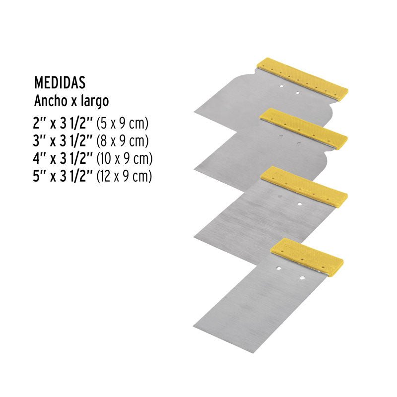 Juego de 4 cuñas con mango de plástico, 24200 Pretul CUÑ4P - Tool Ferreterías / Ferretodo - Herramientas y material de construcción.