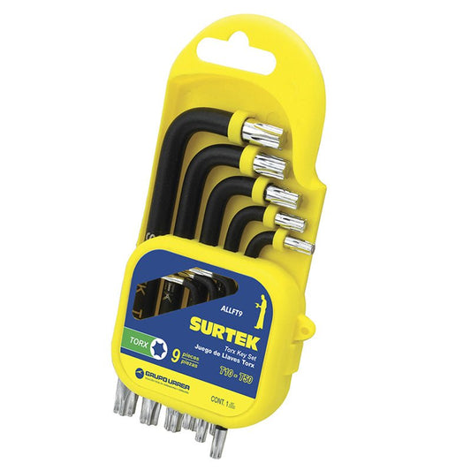 Juego de llaves hexagonales tipo "L", Torx, 9 piezas, ALLFT9 Surtek - Tool Ferreterías / Ferretodo - Herramientas y material de construcción.