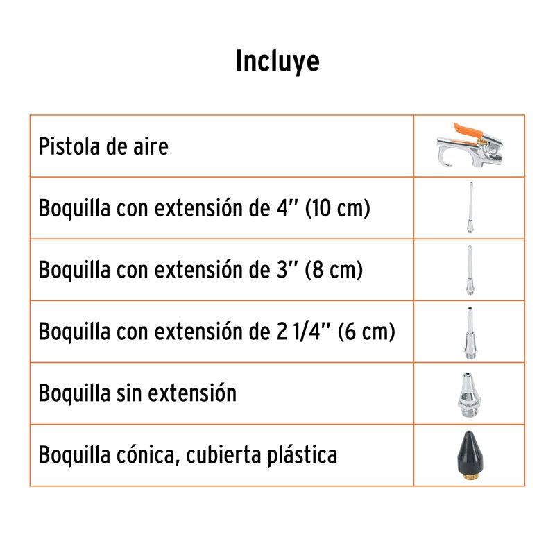 Juego de pistola y 5 boquillas para compresor de aire, 19077 Truper JAN5 - Tool Ferreterías / Ferretodo - Herramientas y material de construcción.
