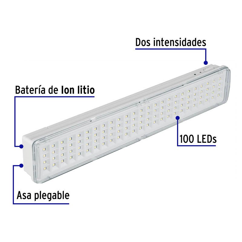 Lámpara de emergencia de 100 Leds de 500 lm, recargable, 43009 Volteck LAE 100 - Tool Ferreterías / Ferretodo - Herramientas y material de construcción.