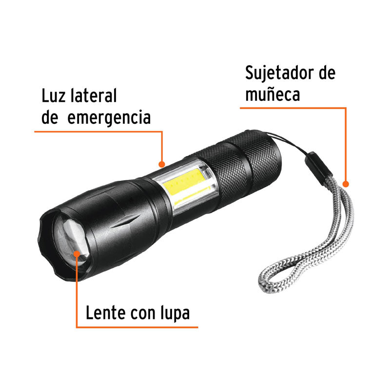 Linterna de 1 LED 270 lm con luz de emergencia, recargable, 100371 Truper LINAR 260 - Tool Ferreterías / Ferretodo - Herramientas y material de construcción.