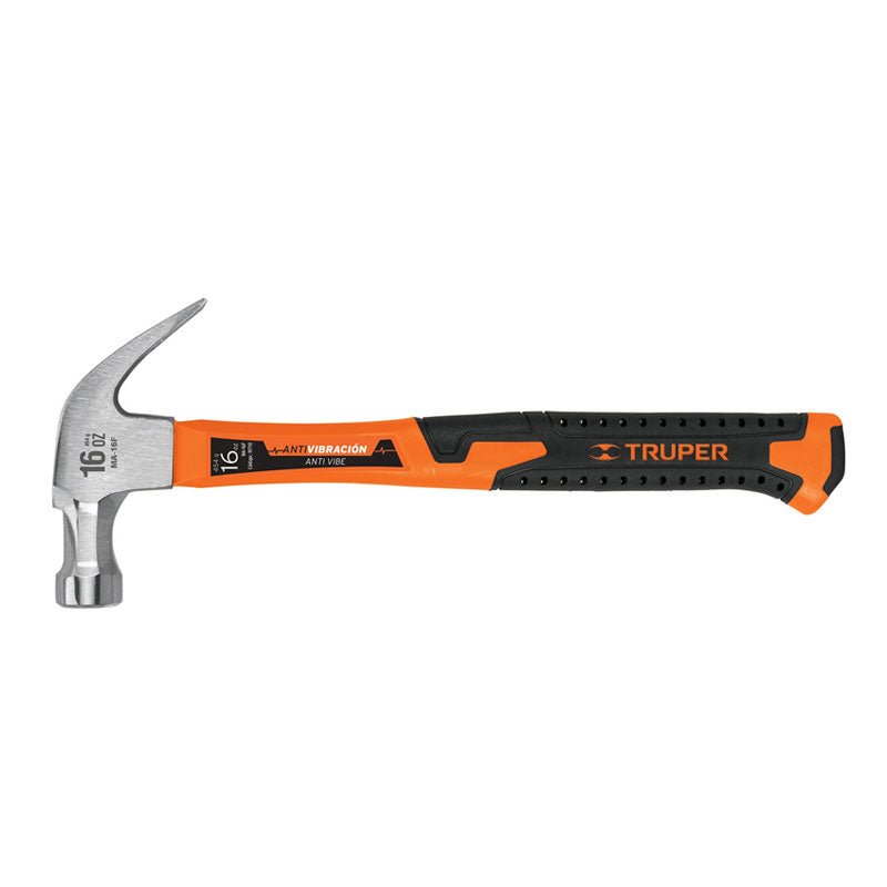 Martillo de 16 oz con uña curva con mango fibra de vidrio, 19710 Truper MA 16F - Tool Ferreterías / Ferretodo - Herramientas y material de construcción.