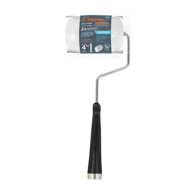 Mini rodillo para pintar de 4" x 3/4" de poliéster, 13896 Truper ROPI420P - Tool Ferreterías / Ferretodo - Herramientas y material de construcción.