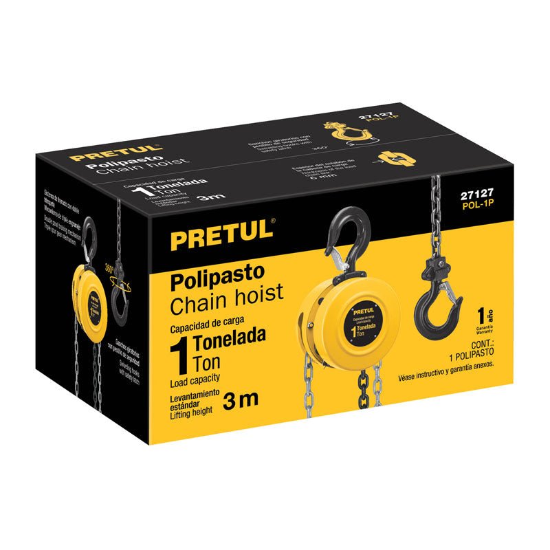 Polipasto de cadena de 1 tonelada, 27127 Pretul POL 1P - Tool Ferreterías / Ferretodo - Herramientas y material de construcción.